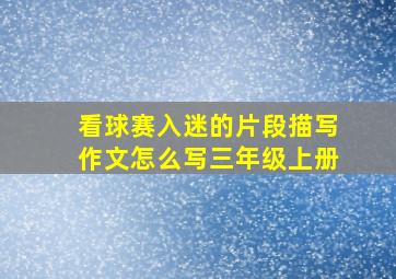 看球赛入迷的片段描写作文怎么写三年级上册