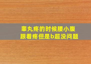 睾丸疼的时候腰小腹跟着疼但是b超没问题