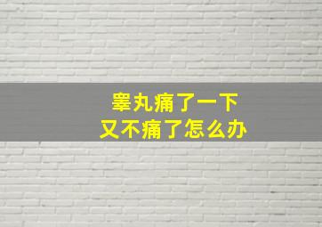 睾丸痛了一下又不痛了怎么办