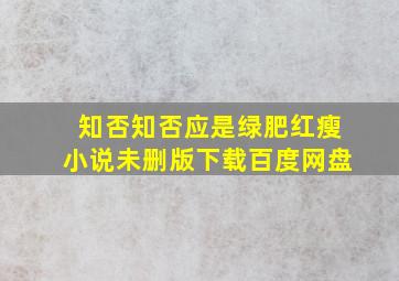 知否知否应是绿肥红瘦小说未删版下载百度网盘