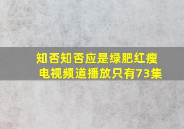 知否知否应是绿肥红瘦电视频道播放只有73集