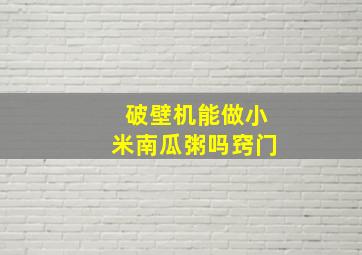 破壁机能做小米南瓜粥吗窍门