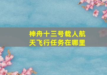 神舟十三号载人航天飞行任务在哪里