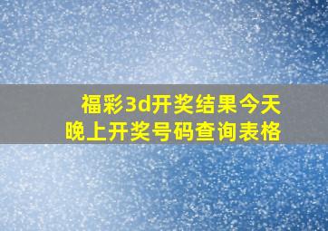 福彩3d开奖结果今天晚上开奖号码查询表格