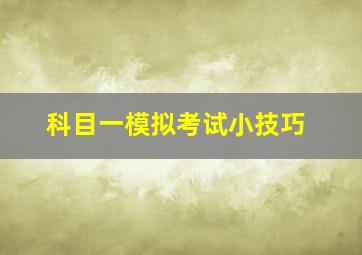 科目一模拟考试小技巧