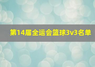 第14届全运会篮球3v3名单