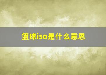 篮球iso是什么意思