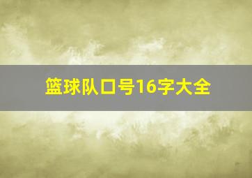 篮球队口号16字大全