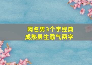 网名男3个字经典成熟男生霸气两字