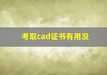 考取cad证书有用没