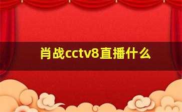 肖战cctv8直播什么