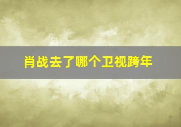 肖战去了哪个卫视跨年