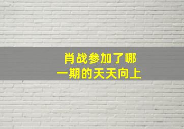 肖战参加了哪一期的天天向上