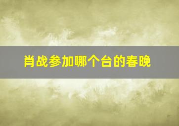 肖战参加哪个台的春晚