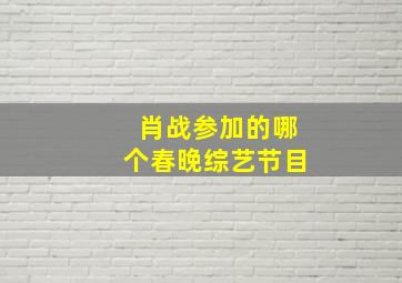 肖战参加的哪个春晚综艺节目