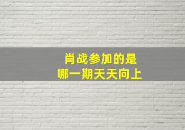 肖战参加的是哪一期天天向上