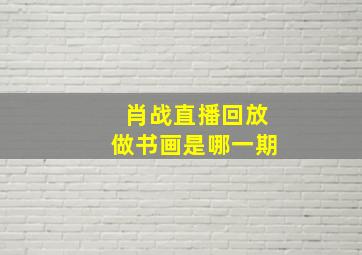 肖战直播回放做书画是哪一期