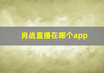 肖战直播在哪个app