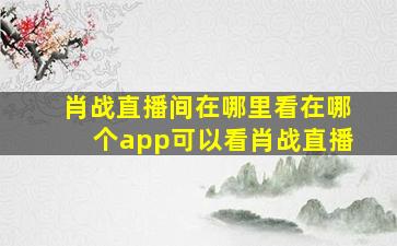 肖战直播间在哪里看在哪个app可以看肖战直播