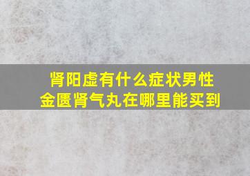 肾阳虚有什么症状男性金匮肾气丸在哪里能买到