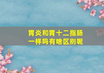 胃炎和胃十二指肠一样吗有啥区别呢