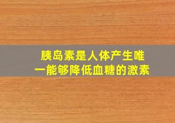 胰岛素是人体产生唯一能够降低血糖的激素