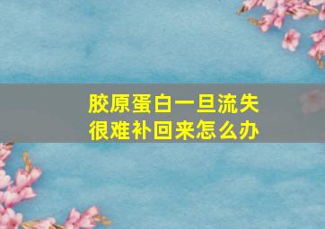 胶原蛋白一旦流失很难补回来怎么办