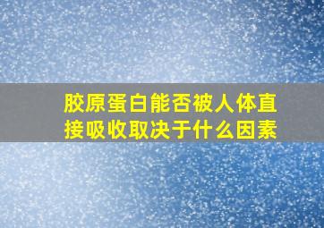 胶原蛋白能否被人体直接吸收取决于什么因素