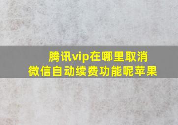 腾讯vip在哪里取消微信自动续费功能呢苹果