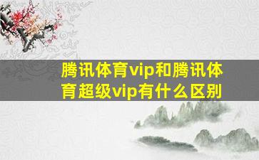 腾讯体育vip和腾讯体育超级vip有什么区别