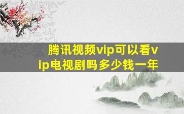 腾讯视频vip可以看vip电视剧吗多少钱一年