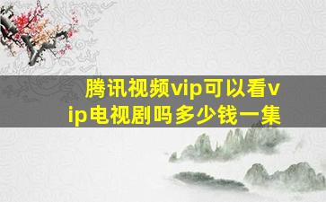 腾讯视频vip可以看vip电视剧吗多少钱一集