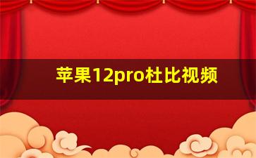 苹果12pro杜比视频