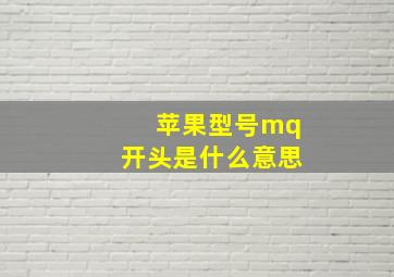 苹果型号mq开头是什么意思