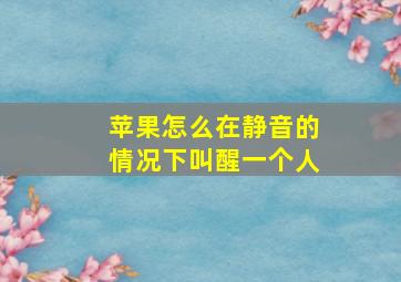 苹果怎么在静音的情况下叫醒一个人