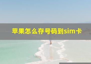 苹果怎么存号码到sim卡