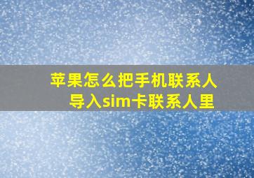 苹果怎么把手机联系人导入sim卡联系人里