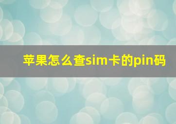 苹果怎么查sim卡的pin码