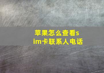 苹果怎么查看sim卡联系人电话