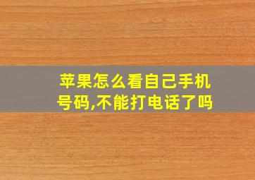 苹果怎么看自己手机号码,不能打电话了吗