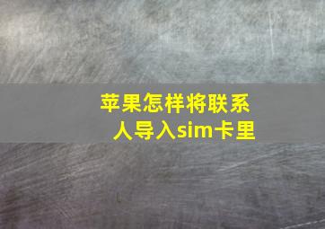 苹果怎样将联系人导入sim卡里