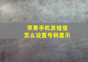 苹果手机发短信怎么设置号码显示