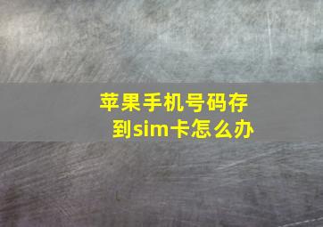 苹果手机号码存到sim卡怎么办