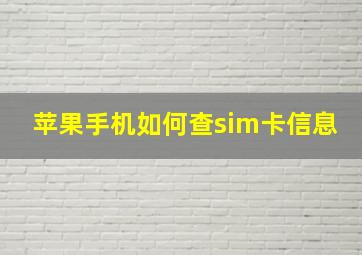 苹果手机如何查sim卡信息