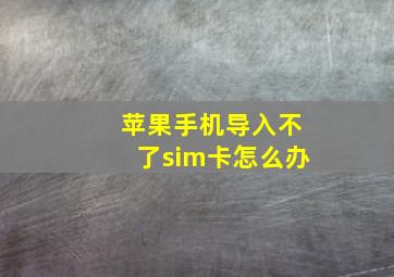 苹果手机导入不了sim卡怎么办