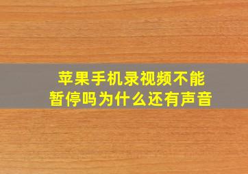 苹果手机录视频不能暂停吗为什么还有声音