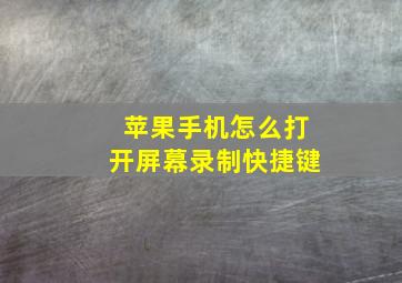 苹果手机怎么打开屏幕录制快捷键