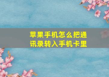 苹果手机怎么把通讯录转入手机卡里