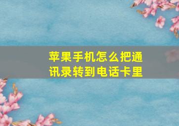 苹果手机怎么把通讯录转到电话卡里