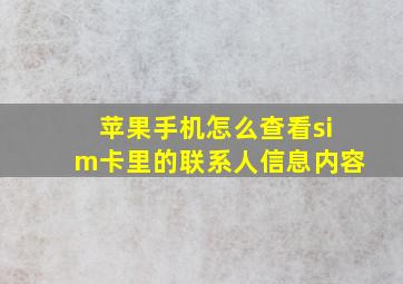 苹果手机怎么查看sim卡里的联系人信息内容